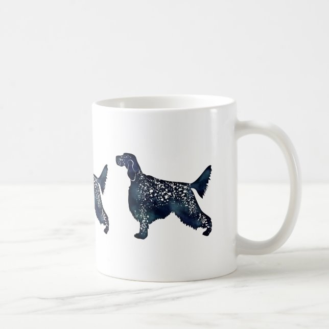 Caneca De Café Cachorro Negro Silhueta de Aquarela Inglesa (Direita)