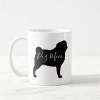 Cachorro Negro Silhuettes Pug Mãe Personalizada