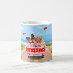 Caneca De Café Cachorro Papillon Caminhão do Dia dos Namorados Co