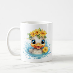 Caneca De Café Cachorro Pato Cachorro Patos Brincadeiras flores