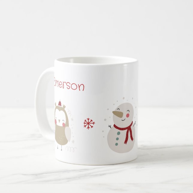 Caneca De Café Cachorro Personalizado de Natal do Criança (Frente Esquerda)