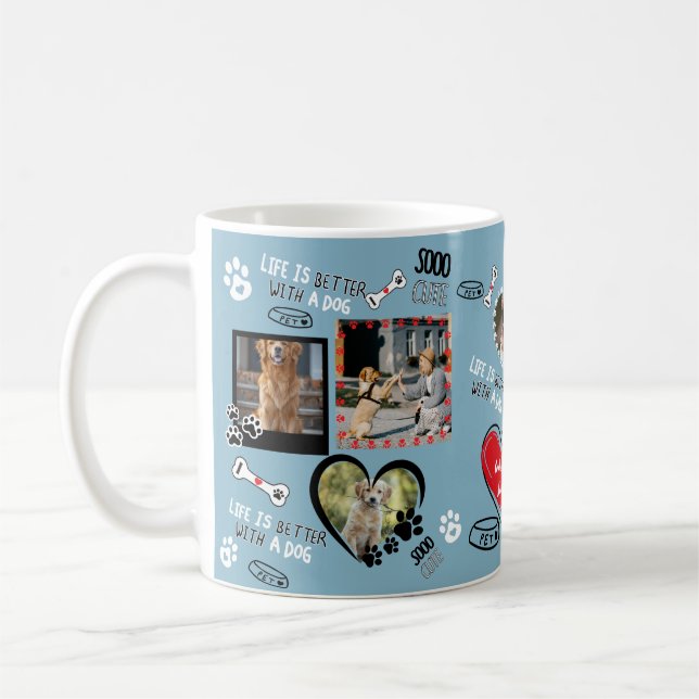 Caneca De Café Cachorro Personalizado, Foto Personalizada De Cach (Esquerda)