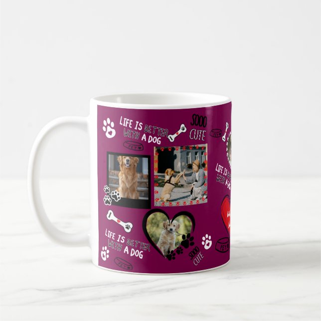 Caneca De Café Cachorro Personalizado, Foto Personalizada De Cach (Esquerda)