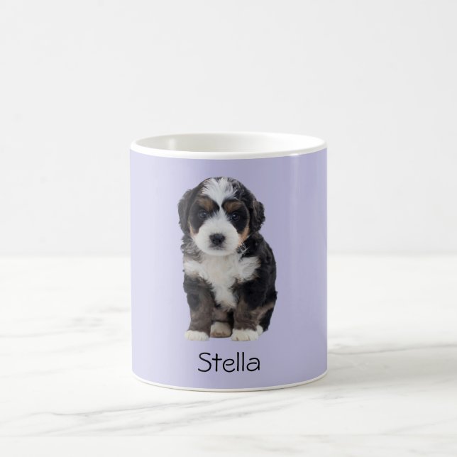 Caneca De Café Cachorro Personalizado - Mistura Lilac com Nome de (Centro)