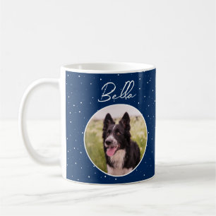 Caneca De Café Cachorro Pet Foto Personalizada Nome Flocos de Nev