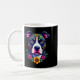 Caneca De Café Cachorro Pitbull Crânio de Açúcar Mexicano Dia De