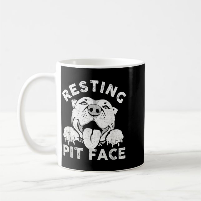Caneca De Café Cachorro Pitbull Descansando Cara de Pit Sarcasmo  (Esquerda)