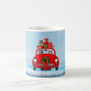 Caneca De Café Cachorro Pitbull No Carro Com Papai Noel