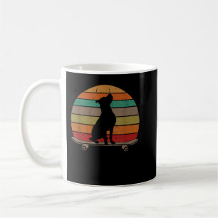 Caneca De Café Cachorro Pitbull no skate Vintage Retro Funny Skat