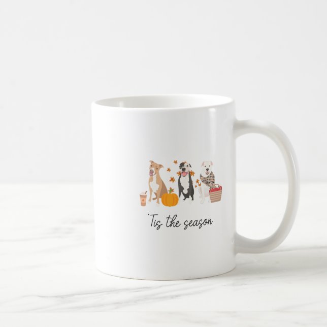 Caneca De Café Cachorro Pitbull Outono Ação de Graças É A Tempora (Direita)
