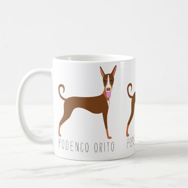 Caneca De Café Cachorro Podenco Orito Personalizável (Esquerda)