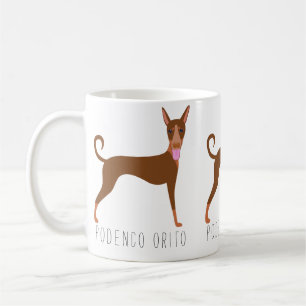 Caneca De Café Cachorro Podenco Orito Personalizável