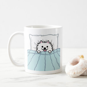 Caneca De Café Cachorro Pomeraniano Branco Adorável Estimulado n