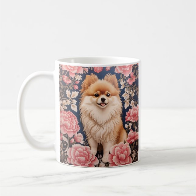 Caneca De Café Cachorro Pomeraniano Cachorro Rosa (Esquerda)
