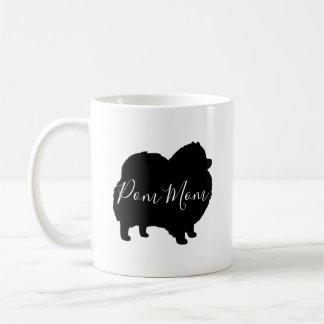 Caneca De Café Cachorro Pomerano Negro Silhuettes Pom Mãe Persona