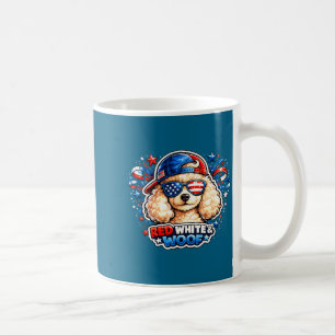Caneca De Café Cachorro poodle engraçado vermelho branco e woof p