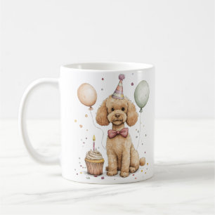 Caneca De Café Cachorro Poodle Padrão de Aniversário