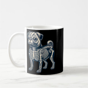 Caneca De Café Cachorro Pug Esqueleto Halloween