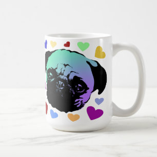 Caneca De Café Cachorro Pug Filhote PopArt Estilo Retro