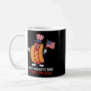 Caneca De Café Cachorro Quente Patriótico Eu Amo Os EUA 4