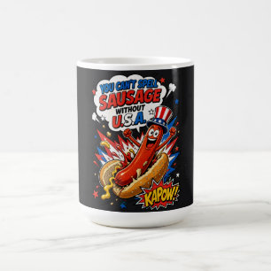 Caneca De Café Cachorro Quente Patriótico EUA Pop Art - Divertido