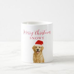 Caneca De Café Cachorro Retriever Dourado com Chapéu de Papai Noe
