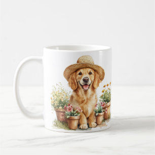 Caneca De Café Cachorro Retriever Dourado Jardineiro Vasos de Flo