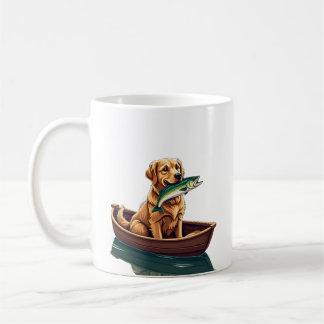 Caneca De Café Cachorro Retriever Dourado Pescaria Retro - Hobby