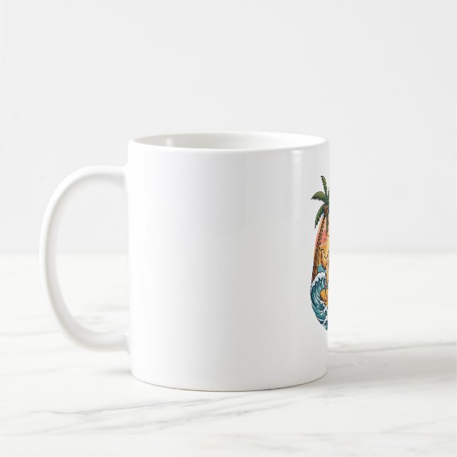 Caneca De Café Cachorro Retriever Dourado Surfando Prancha de Sur (Esquerda)
