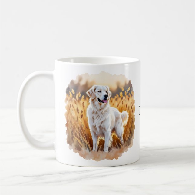 Caneca De Café Cachorro Retriever Golden Branco (Esquerda)