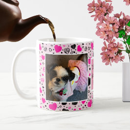Caneca De Café Cachorro Rosa e Negro Cachorro Bonito Eu te amo