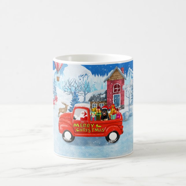Caneca De Café Cachorro Rottweiler Caminhão de Entrega de Natal N (Centro)