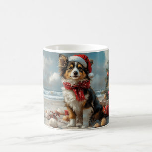 Caneca De Café Cachorro Rough Collie Natal Praia Vintage