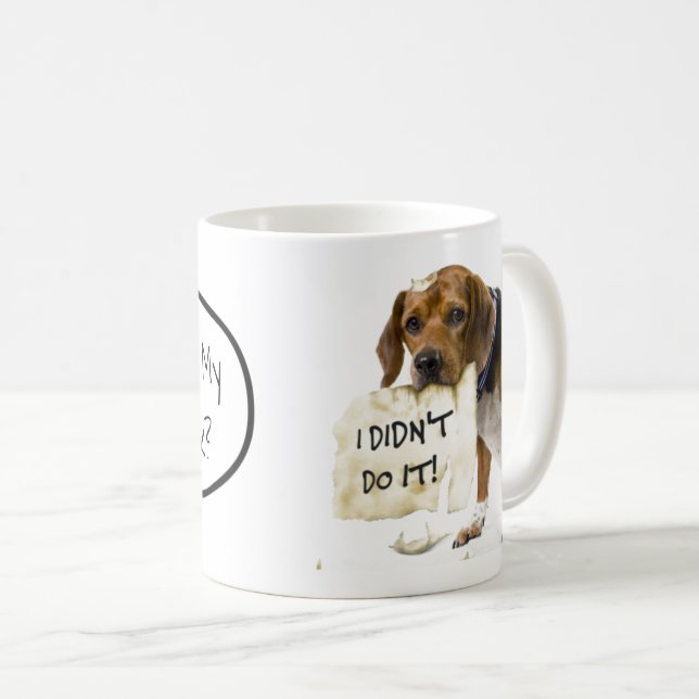 Caneca de Café Cachorro Ruim Divertido Eu Não Fiz  (Frente Esquerda)