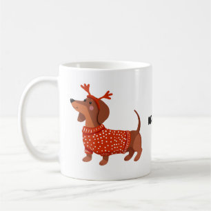 Caneca De Café Cachorro salsicha de jumper vermelho amante de caf