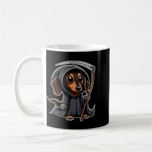 Caneca De Café Cachorro Salsicha Halloween Dachshund Ceifador