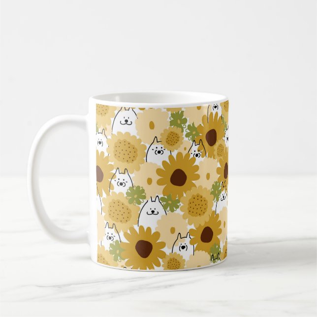 Caneca De Café Cachorro samoso feliz da mãe de cachorro do girass (Esquerda)