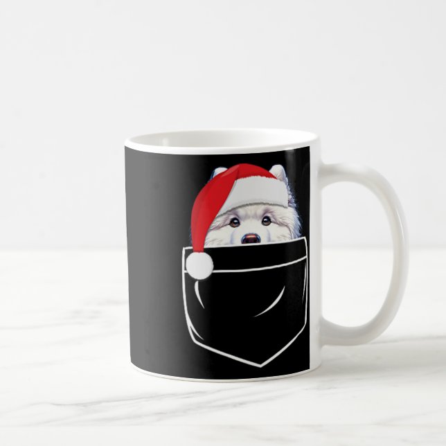 Caneca De Café Cachorro Samoyed Papai Noel Festa De Natal (Direita)