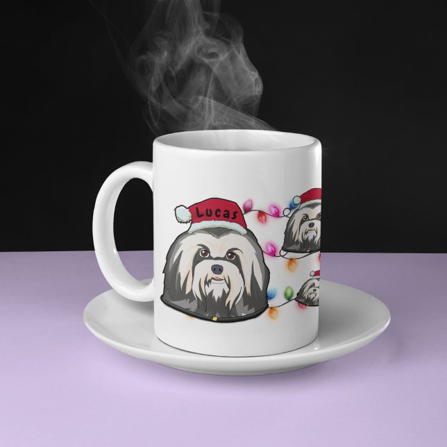 Caneca De Café Cachorro Santa Hat, Chefe do Havanês de Natal Pers (Criador carregado)
