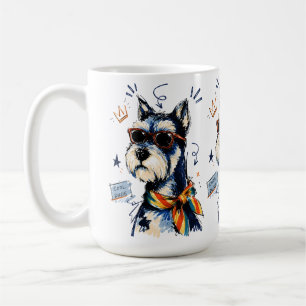 Caneca De Café Cachorro Schnauzer Cara Legal com Óculos de Sol