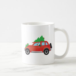 Caneca De Café Cachorro Schnauzer Dirigindo Carro De Natal