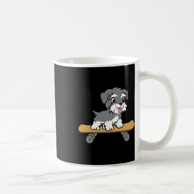 Caneca De Café Cachorro Schnauzer Miniatura Fofo de Skate (Direita)