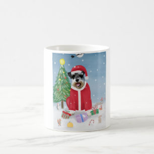 Caneca De Café Cachorro Schnauzer no Natal da Neve