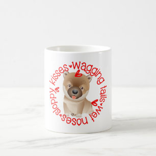 Caneca De Café Cachorro Shiba Inu, beijos desleixados