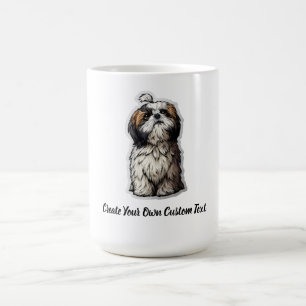 Caneca De Café Cachorro Shih Tzu Crie Seu Próprio Texto Personali