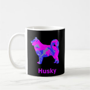 Caneca De Café Cachorro Siberiano rouco rosa, azul e preto