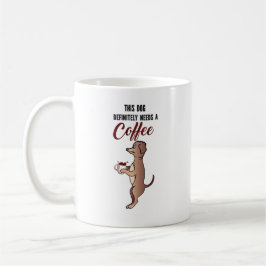 Caneca De Café Cachorro sonolento. Cãozinho cansado engraçado. Ca