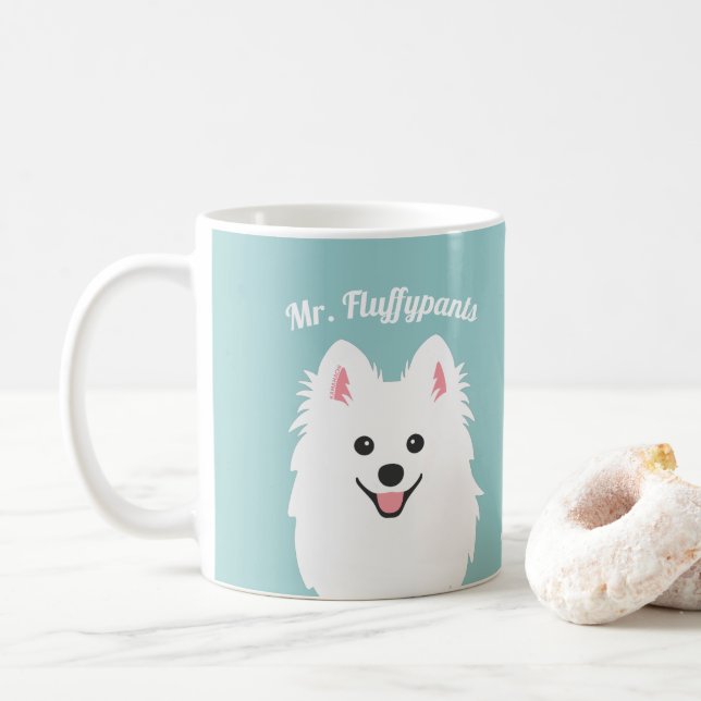 Caneca De Café Cachorro Spitz Japonês Personalizado / Samoyed Mug (Com Donut)