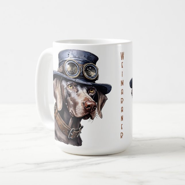 Caneca De Café Cachorro Steampunk Weimaraner (Frente Esquerda)