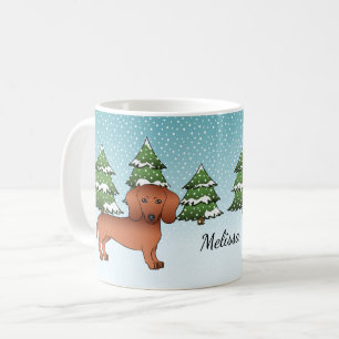 Caneca De Café Cachorro Vermelho Casaco Suave - Floresta de inver